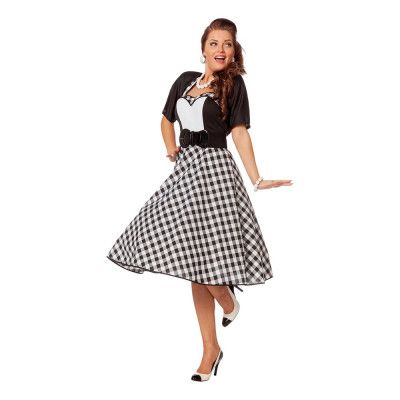 50-tals Brud Svart/Vit Maskeraddräkt - Large-X-Large