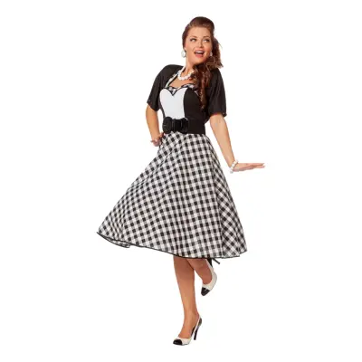 50-tals Brud Svart/Vit Maskeraddräkt - XXX-Large