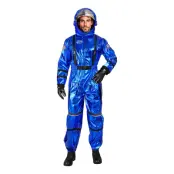 Astronaut Blå Metallic Herr Maskeraddräkt - X-Large