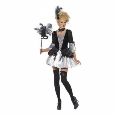 Baroque Svart/Silver Maskeraddräkt - Small