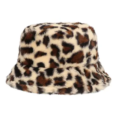 Bucket Hat i Fuskpäls Leopard - One size