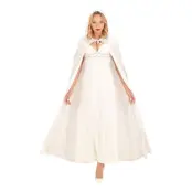 Cape Vit i Sammet med Huva - One size