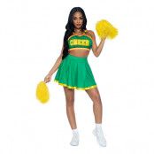 Cheerleader Grön Deluxe Maskeraddräkt - Small/Medium