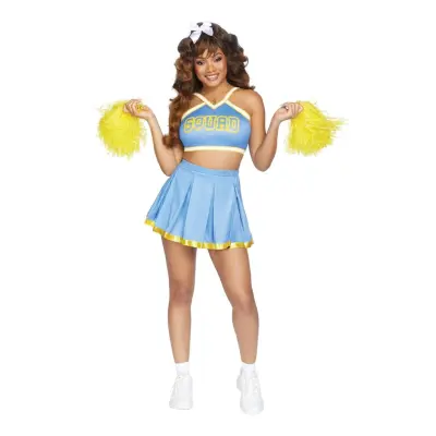 Cheerleader Ljusblå Deluxe Maskeraddräkt - Small/Medium