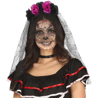Day Of The Dead Tiara Svart&Lila