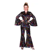 Disco Jumpsuit Svart/Färgskimrande Maskeraddräkt - X-Large