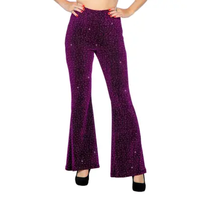 Discobyxor Utsvängda Glitter Mörkrosa Dam - X-Large