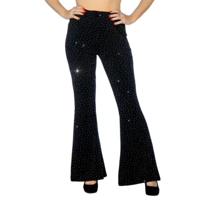 Discobyxor Utsvängda Glitter Svart Dam - X-Large