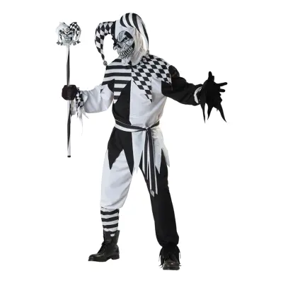 Elak Gycklare Svart/Vit Maskeraddräkt - Large