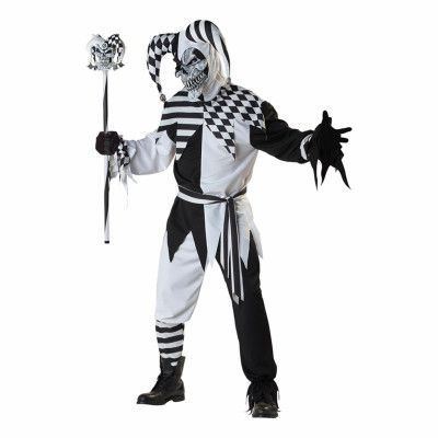 Elak Gycklare Svart/Vit Maskeraddräkt - X-Large