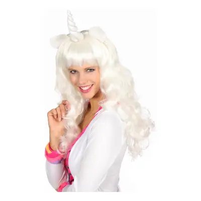 Enhörningsperuk med Öron Vit - One size