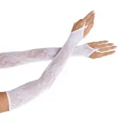 Fingerlösa Spetshandskar Vita Långa Deluxe - One size