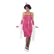 Flapper Rosa Lång Maskeraddräkt - X-Large