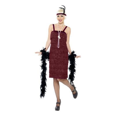Flapper Vinröd Maskeraddräkt - Plus size