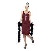 Flapper Vinröd Maskeraddräkt - X-Large