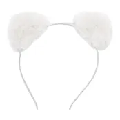Fluffigt LED Diadem med Öron - Vita