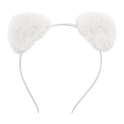 Fluffigt LED Diadem med Öron - Vita