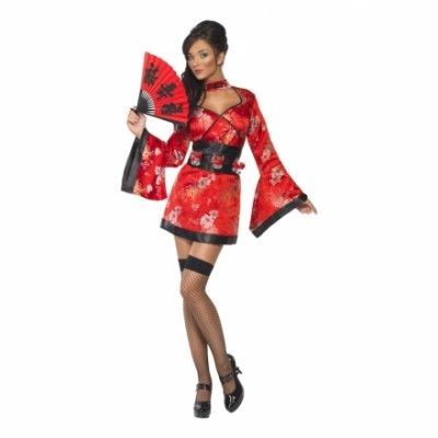 Geisha Röd Maskeraddräkt - Small