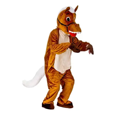 Hästmaskot med Vit Man Maskeraddräkt - One size