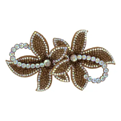 Hårspänne Blommor med Strass Guld Deluxe