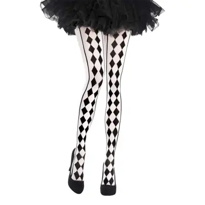 Harlequin Svart/Vita Strumpbyxor - One size