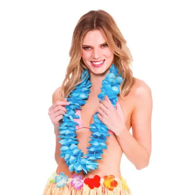 Hawaiikrans Blå i Satin