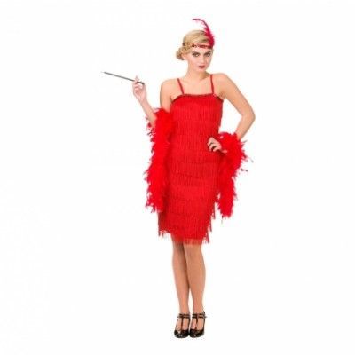 Jazzy Flapper Röd Maskeraddräkt - X-Small