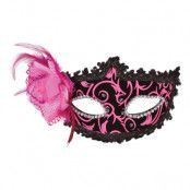 Karneval Ögonmask Rosa/Svart - One size