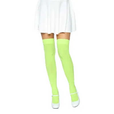 Knästrumpor Nylon Neongrön Deluxe - One size