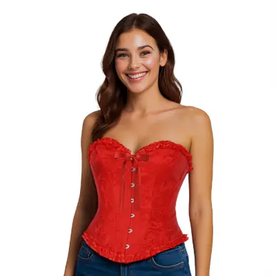 Korsett Röd med Volanger - Small