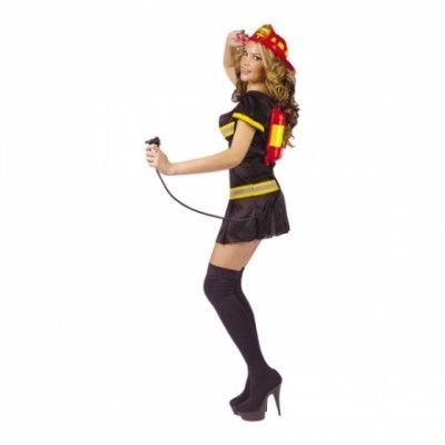 Kvinnlig Brandman med Brandsläckare Maskeraddräkt