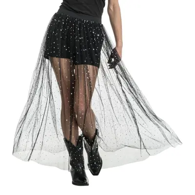 Lång Kjol i Mesh Svart - One size