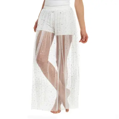 Lång Kjol i Mesh Vit - One size