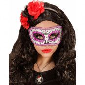 Lila Day of the Dead Ögonmask med Glitter