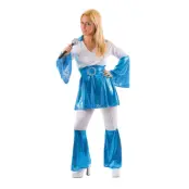 Mama Mia Blå/Vit Maskeraddräkt - X-Large
