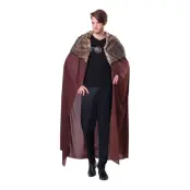 Mantel Deluxe Brun med Fluffig Krage - One size