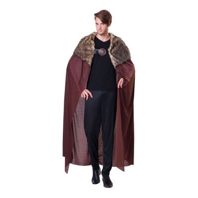 Mantel Deluxe Brun med Fluffig Krage - One size