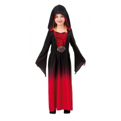 Maskeraddtäkt Röd klänning med huva : Storlek - 128