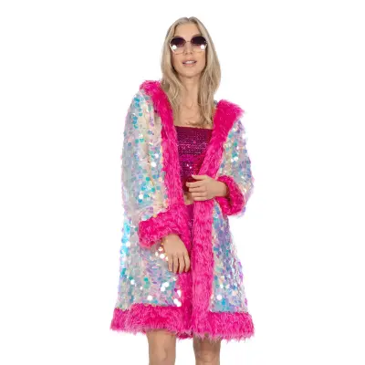 Pälsjacka Holografisk Multifärgad - One size