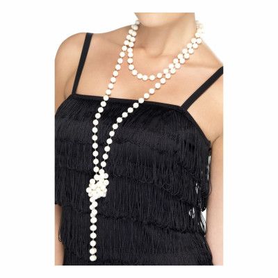 Pärlhalsband Vit Flapper