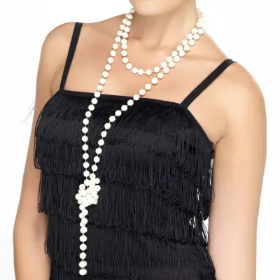 Pärlhalsband Vit Flapper