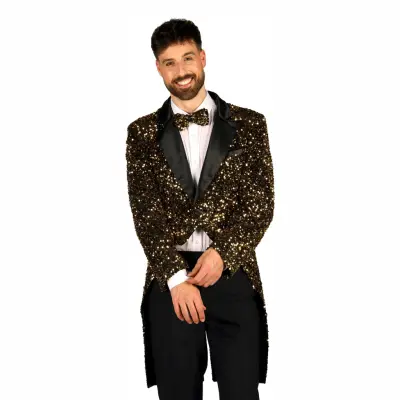 Paljettfrack Herr Svart/Guld Deluxe - Medium