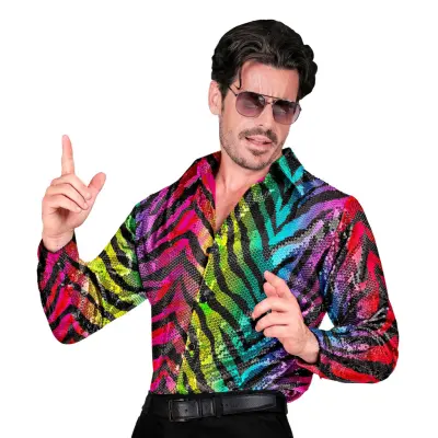 Paljettskjorta Herr Rainbow Tiger - Small/Medium