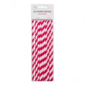 Papperssugrör Hot Pink Randiga - 20-pack