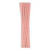 Papperssugrör Ljusrosa Chevron - 12-pack