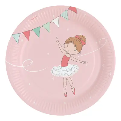 Papperstallrikar Dansande Ballerina - 8-pack