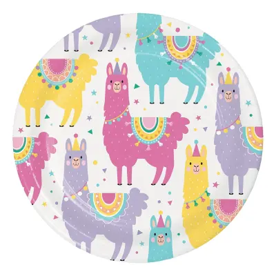 Papperstallrikar Llama Party Flerfärgad - 8-pack