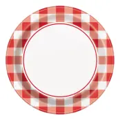 Papperstallrikar Vit/Röd Rutig - 8-pack