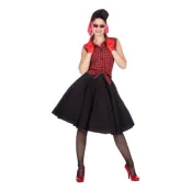 Svart/Röd Rockabilly Klänning Maskeraddräkt - 44