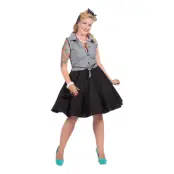 Rockabilly Klänning Svart/Vit med Kjol Maskeraddräkt - Small